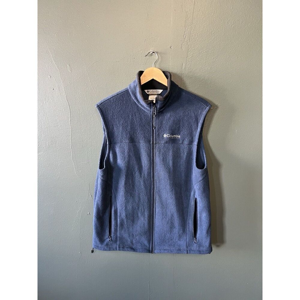 Columbia Mens Blue Fleece Full Zip Sleeveless Vest Size Large Field Gear
